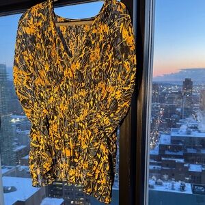 Elegant Women's Blouse in Yellow and Black